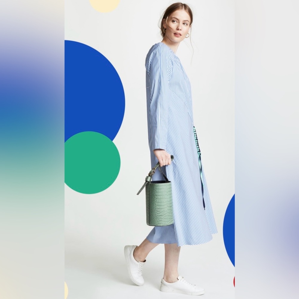 TIBI Striped Midi Length Dress
